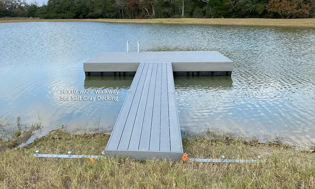 grey floating dock with walkway