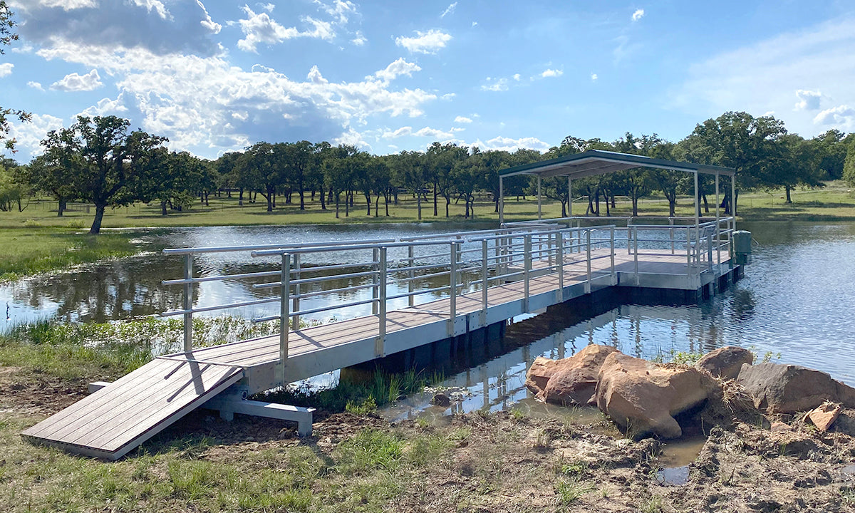 Floating Dock with Awning and railing all around