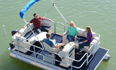 Cruising large lakes with friends on a Pond King Lil' Cruiser